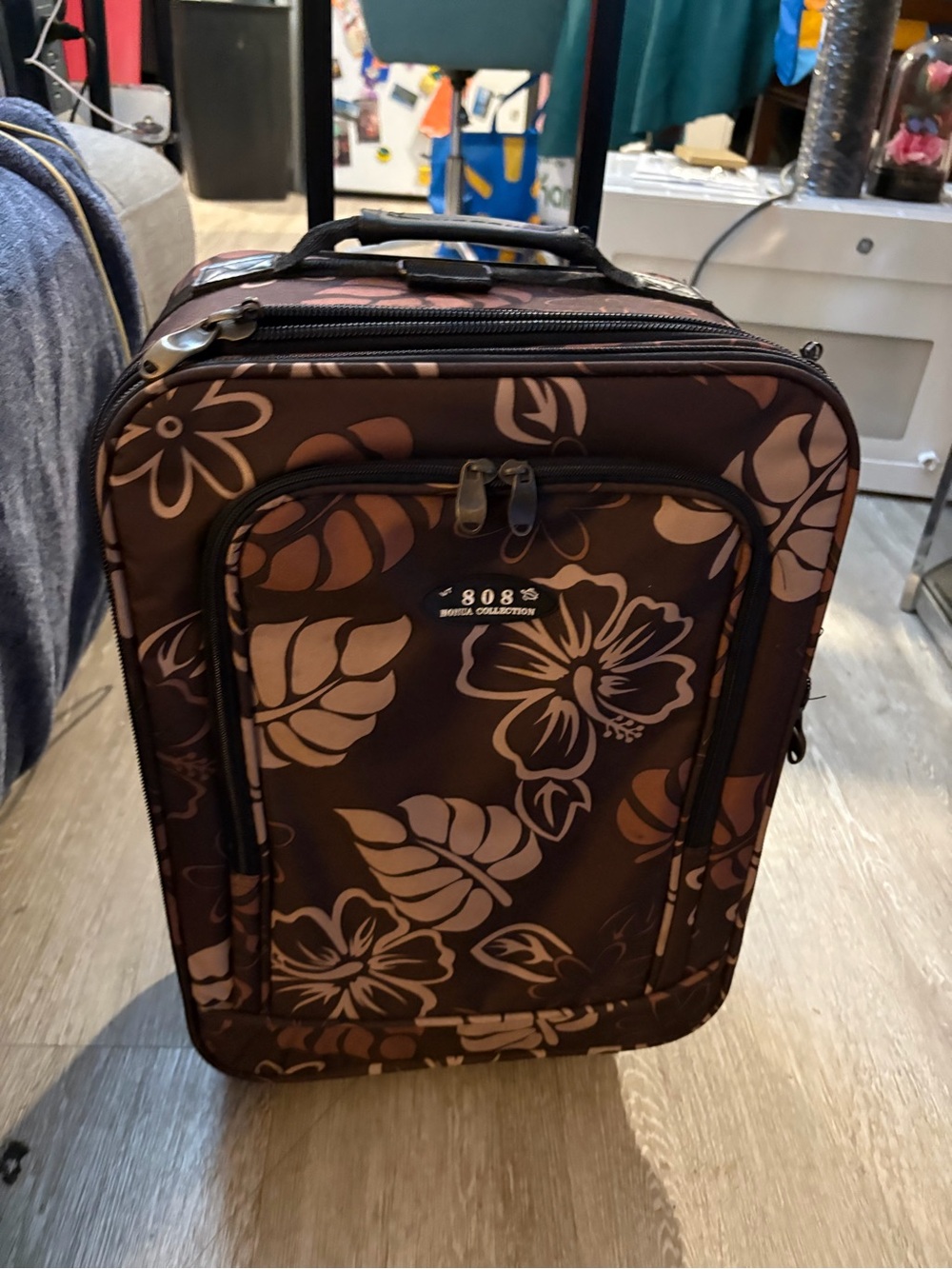 Floral Print Brown Travel Carry-On Bag
